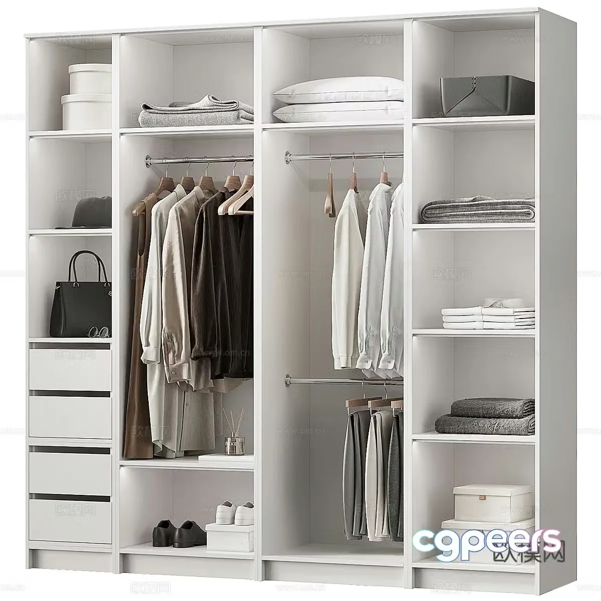 Modern minimalist open wardrobe 3d model