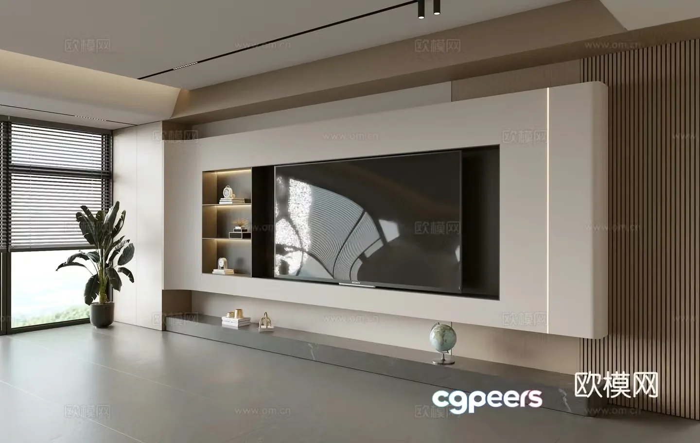 Wasabi Middle Style TV Background TV Cabinet Song style TV Background Wall Wasabi Life Room Ornament 3D Model