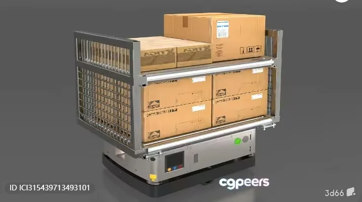 A Metal And Cardboard Storage Cart 3D Model – 6690 – VRAY Render