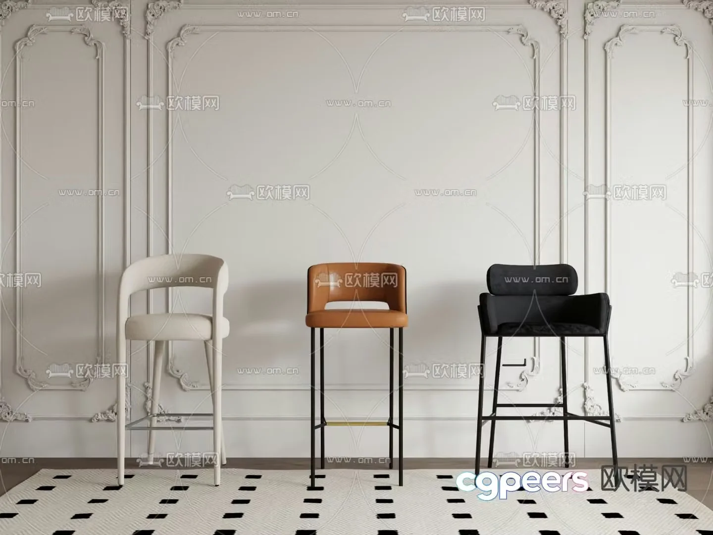 Modern bar stool bar stool 3d model
