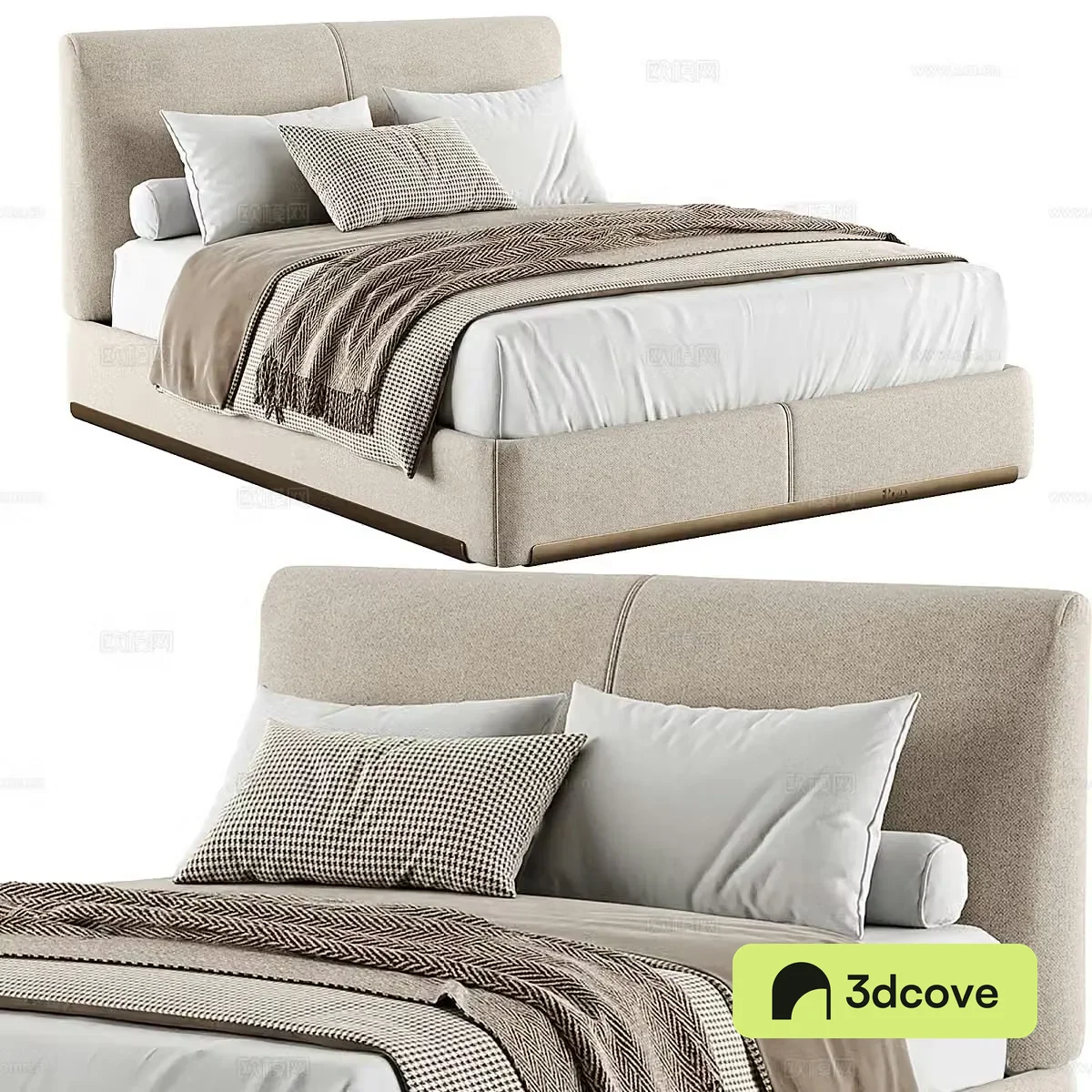 New Chinese Atelierm fabric double bed
