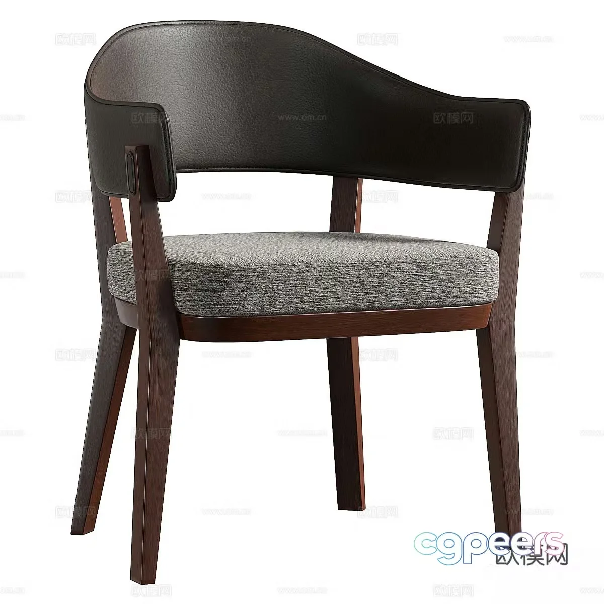 New Chinese style single chair dining chair 3D model