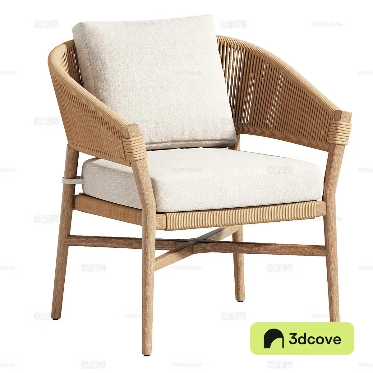 New Chinese Makali Lily White Wicker Chair