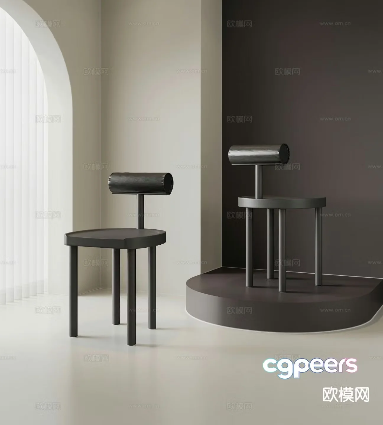 Modern chair dining chair single chair 3d model