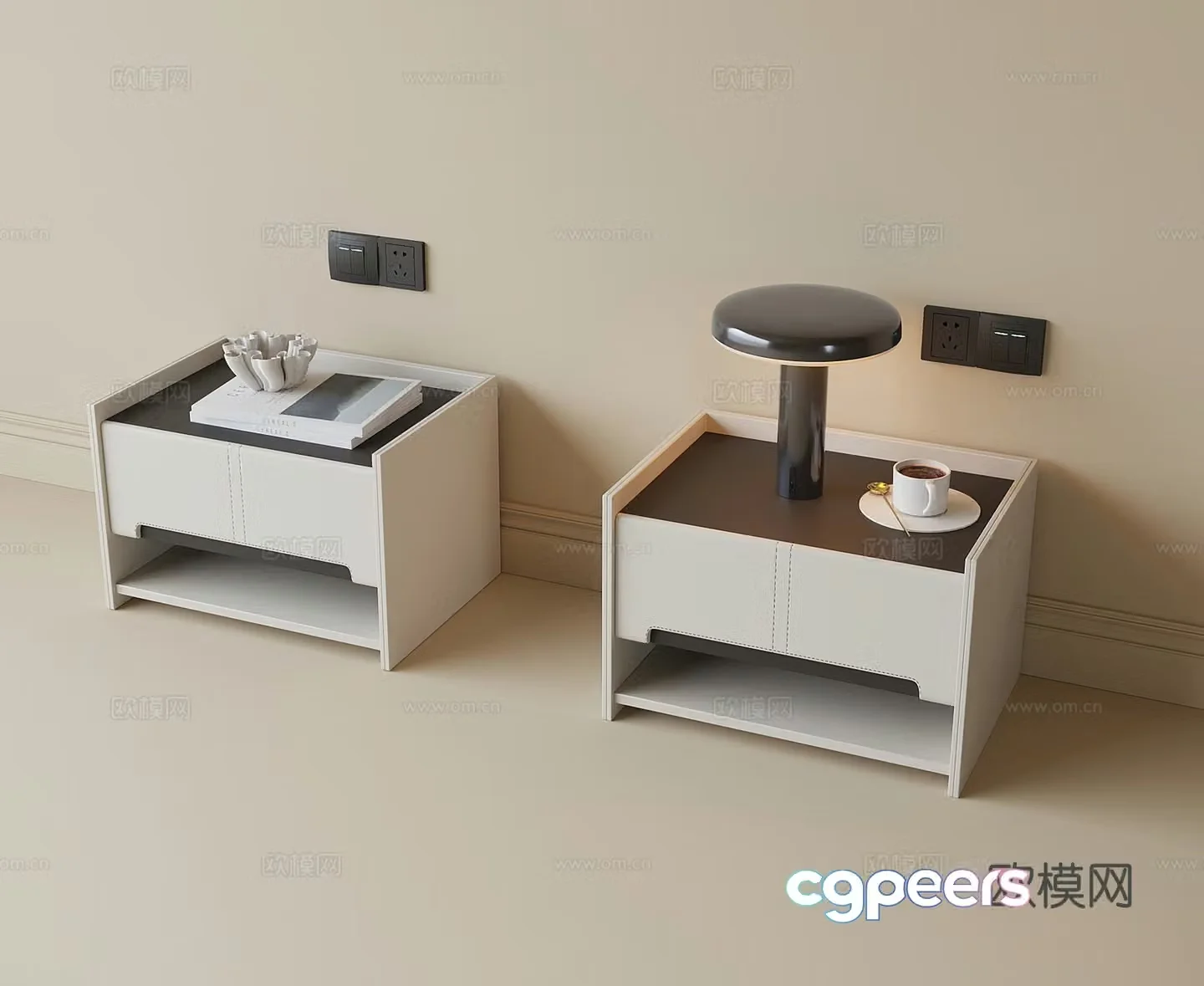 Modern bedside counters lamp 3D model