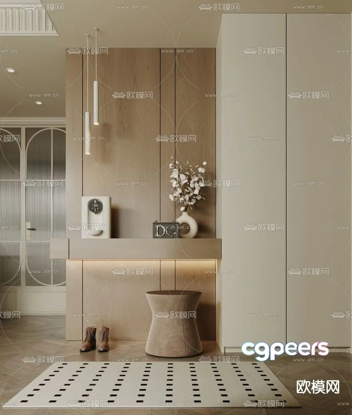 3D model of the entrance shoe cabinet