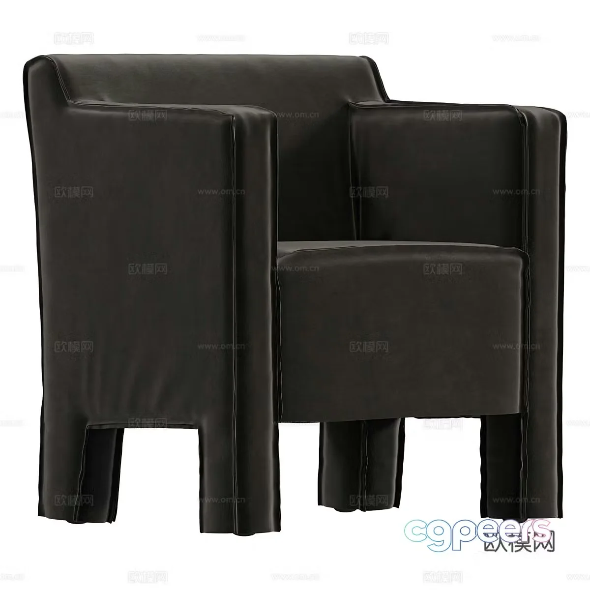 Modern Italian black fabric armchair 3d model