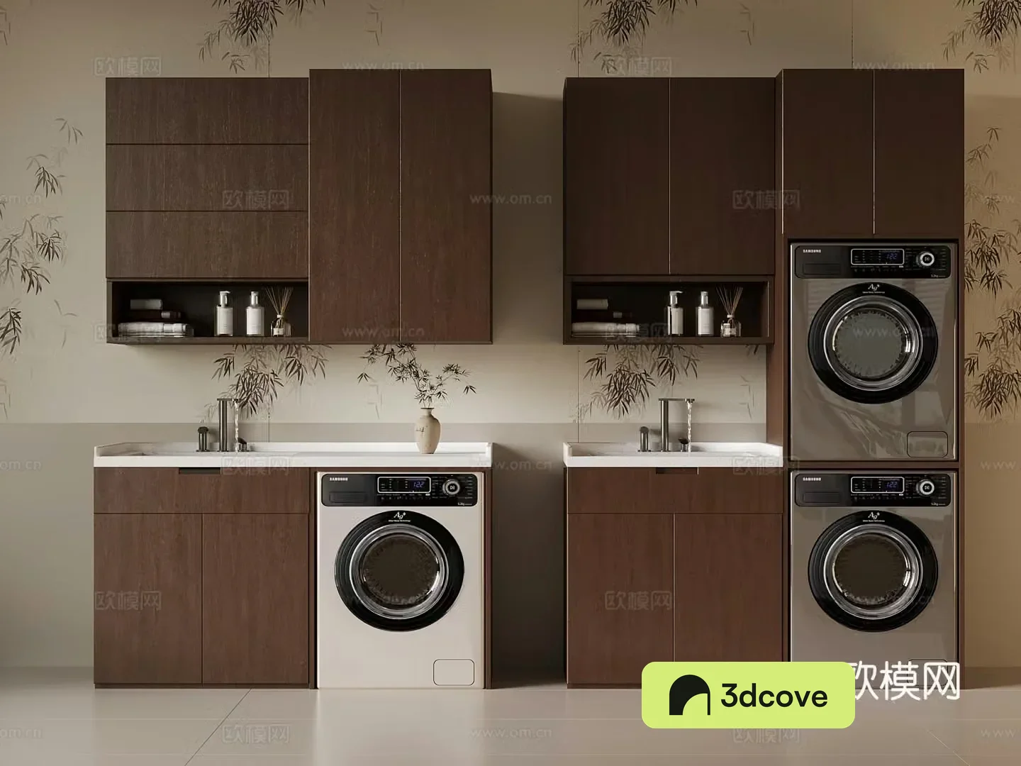 New Chinese style balcony washing machine cabinet bathroom cabinet