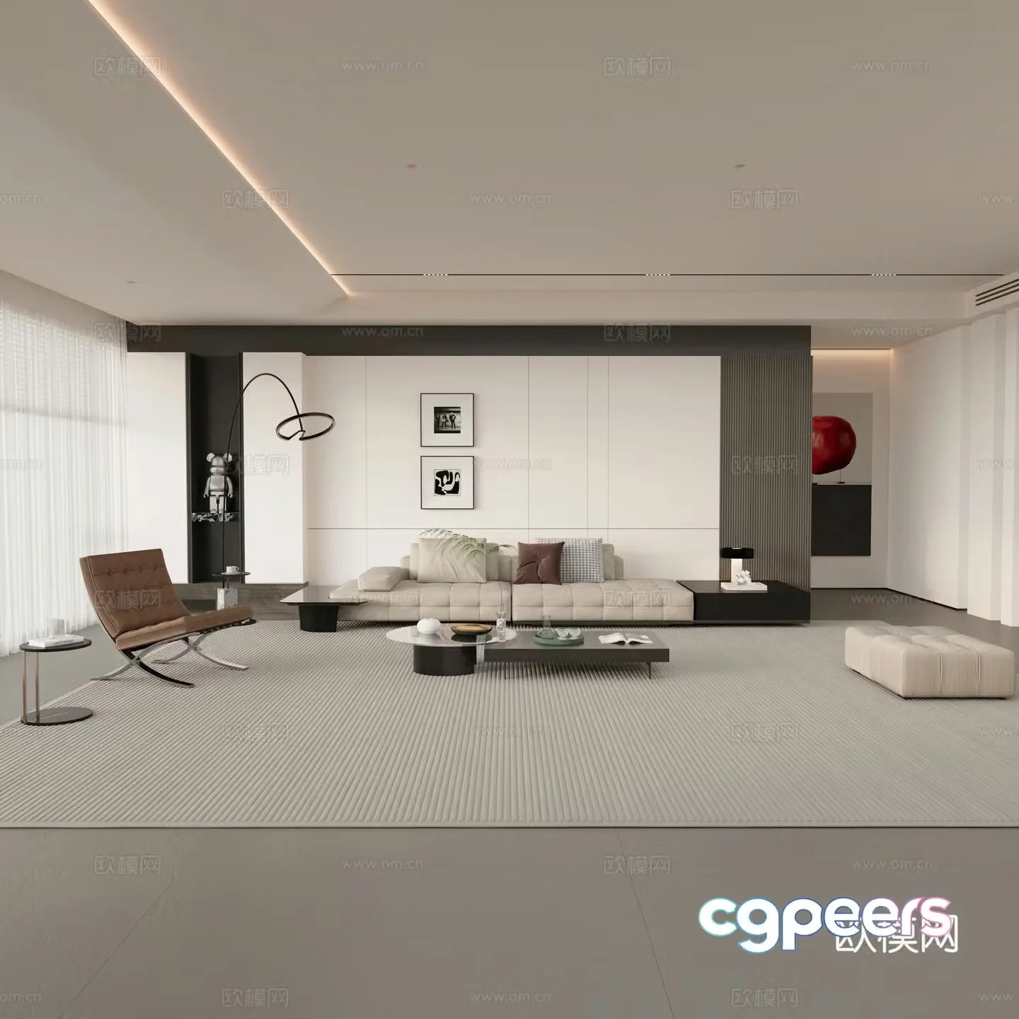 Modern Italian home living room sofa combination 3d model