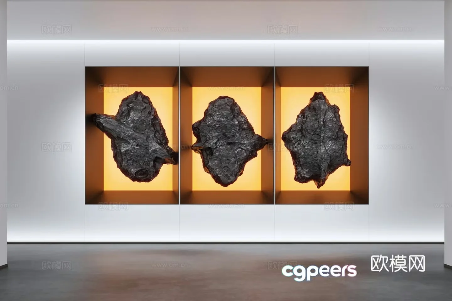 Modern stone art installation meteorite landscape stone 3d model