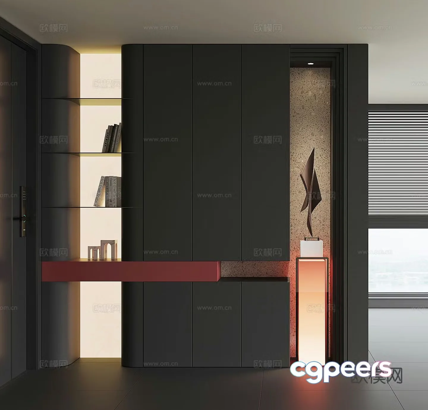 Modern home entrance shoe cabinet 3D model