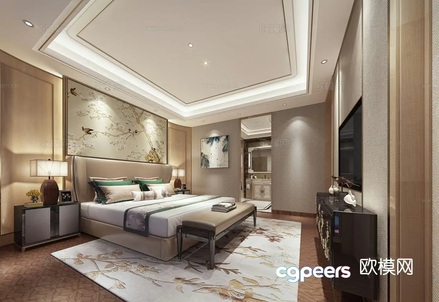 New Chinese style bedroom master bedroom 3d model