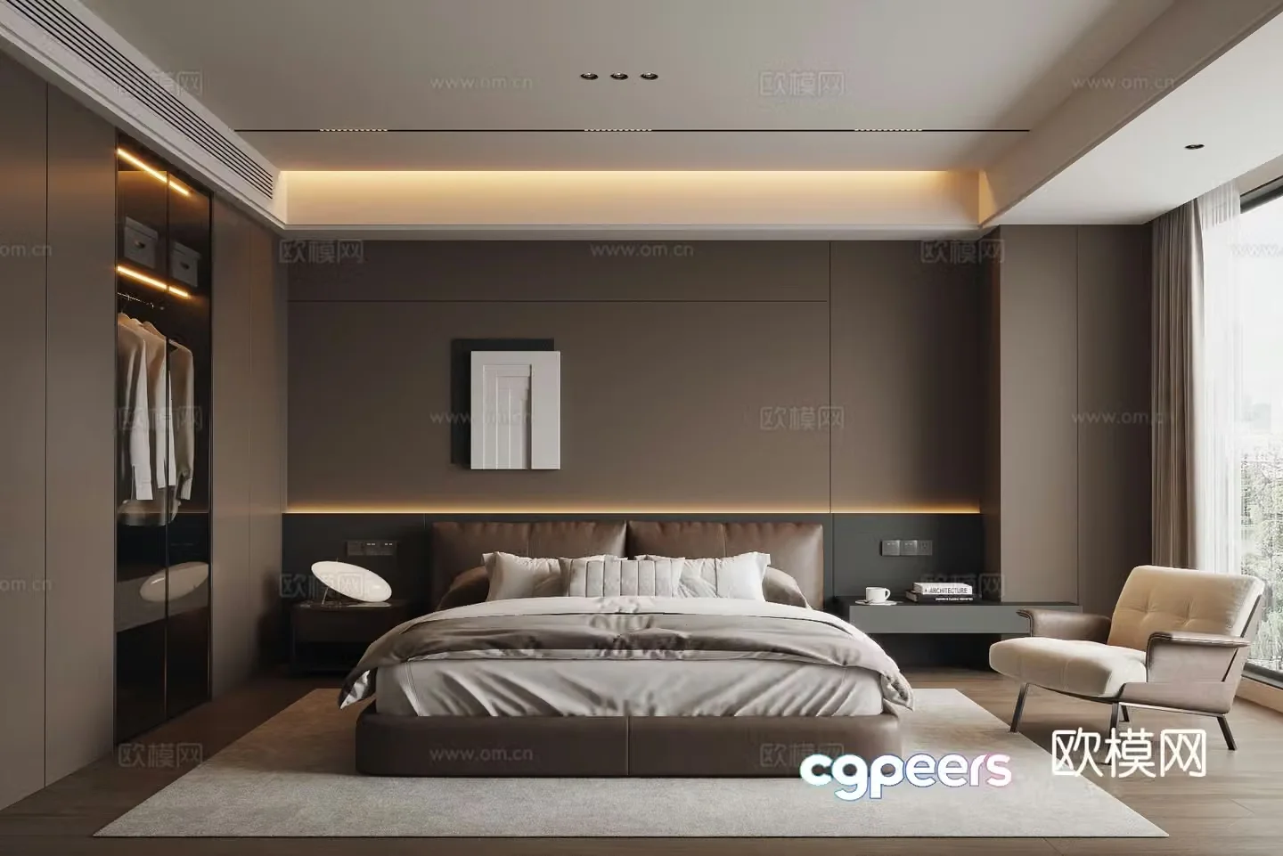 Modern Italian bedroom master room 3d model