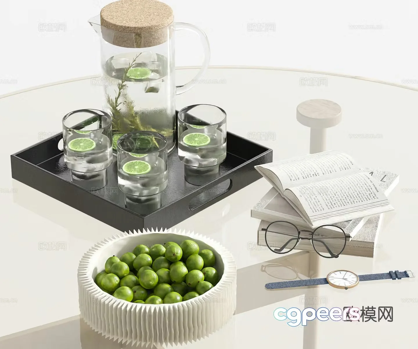 Modern Italian desktop ornaments Fruit beverage book ornaments Beverage tray ornaments Sideboard 3D model