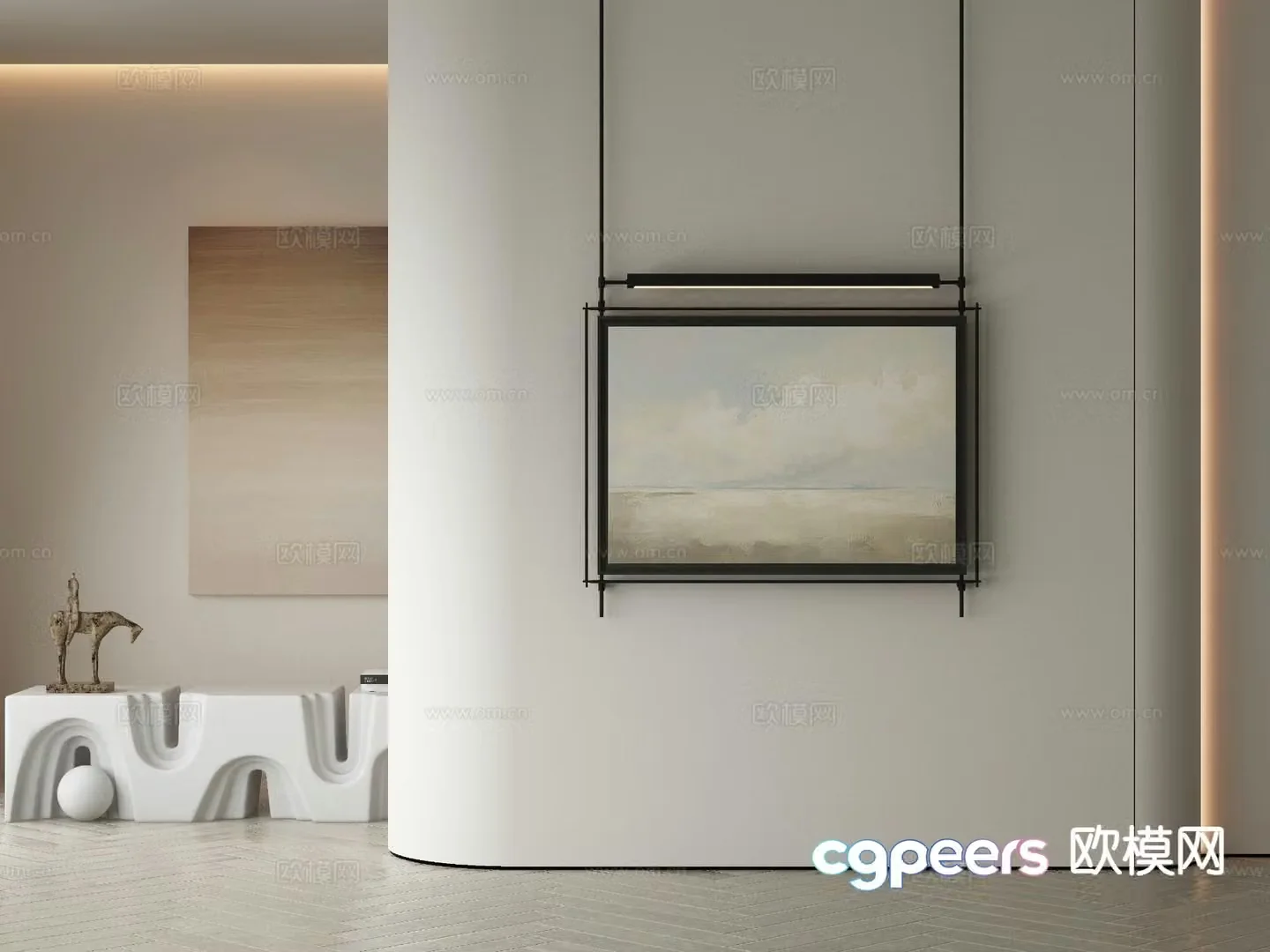 Modern decorative painting metal hanging painting 3d model
