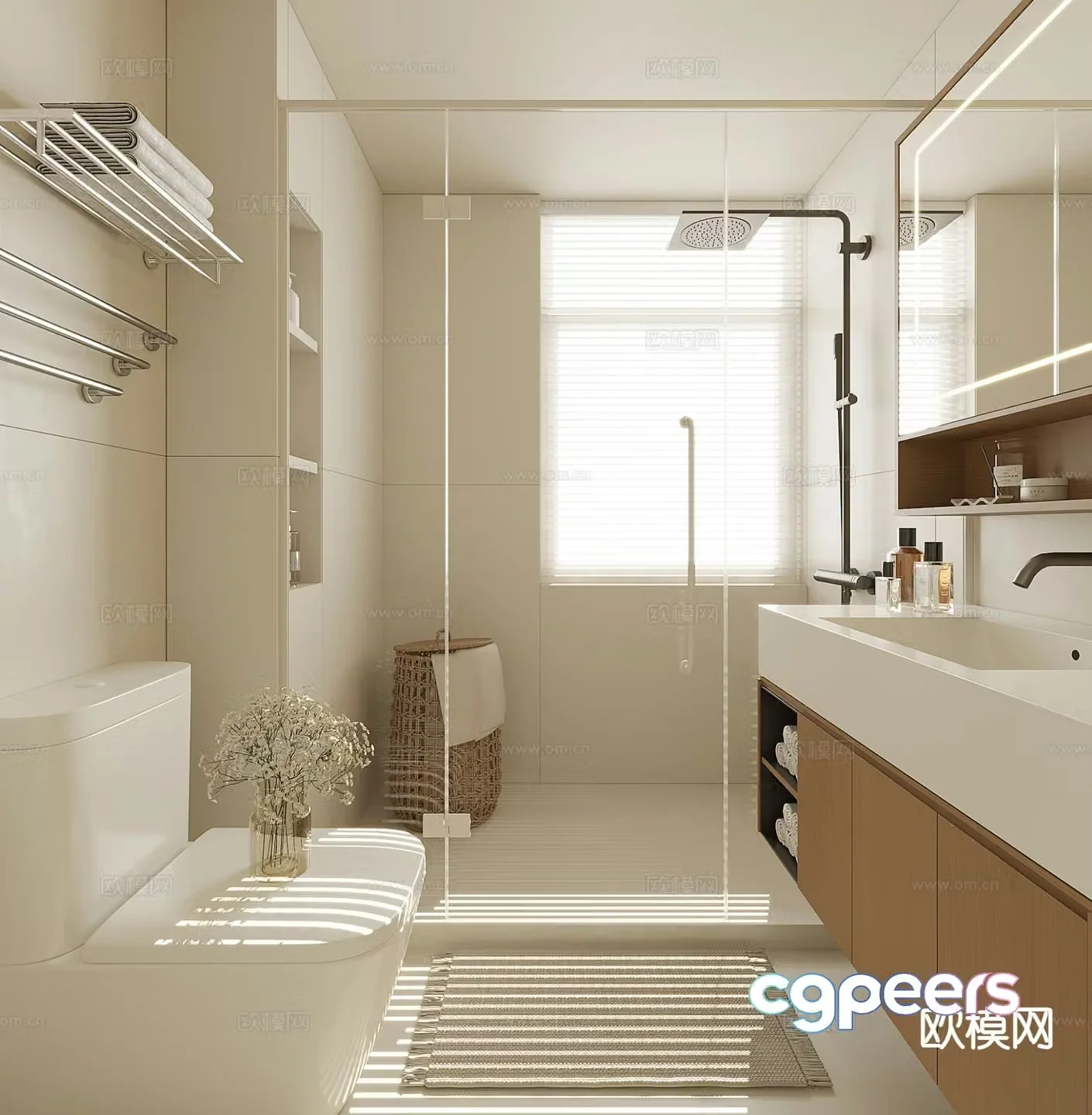 Cream style bathroom bathroom 3d model