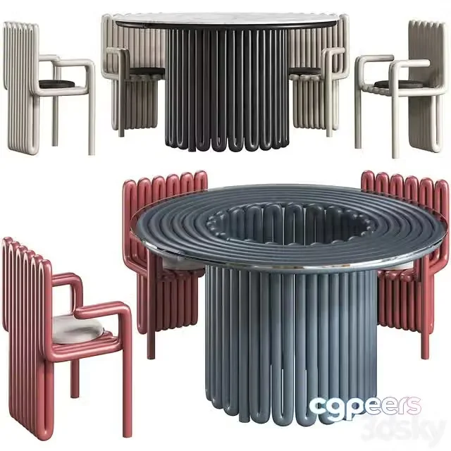 3ds Max Free – Dining table Helix and chair Helix concept by Zalim Isakov