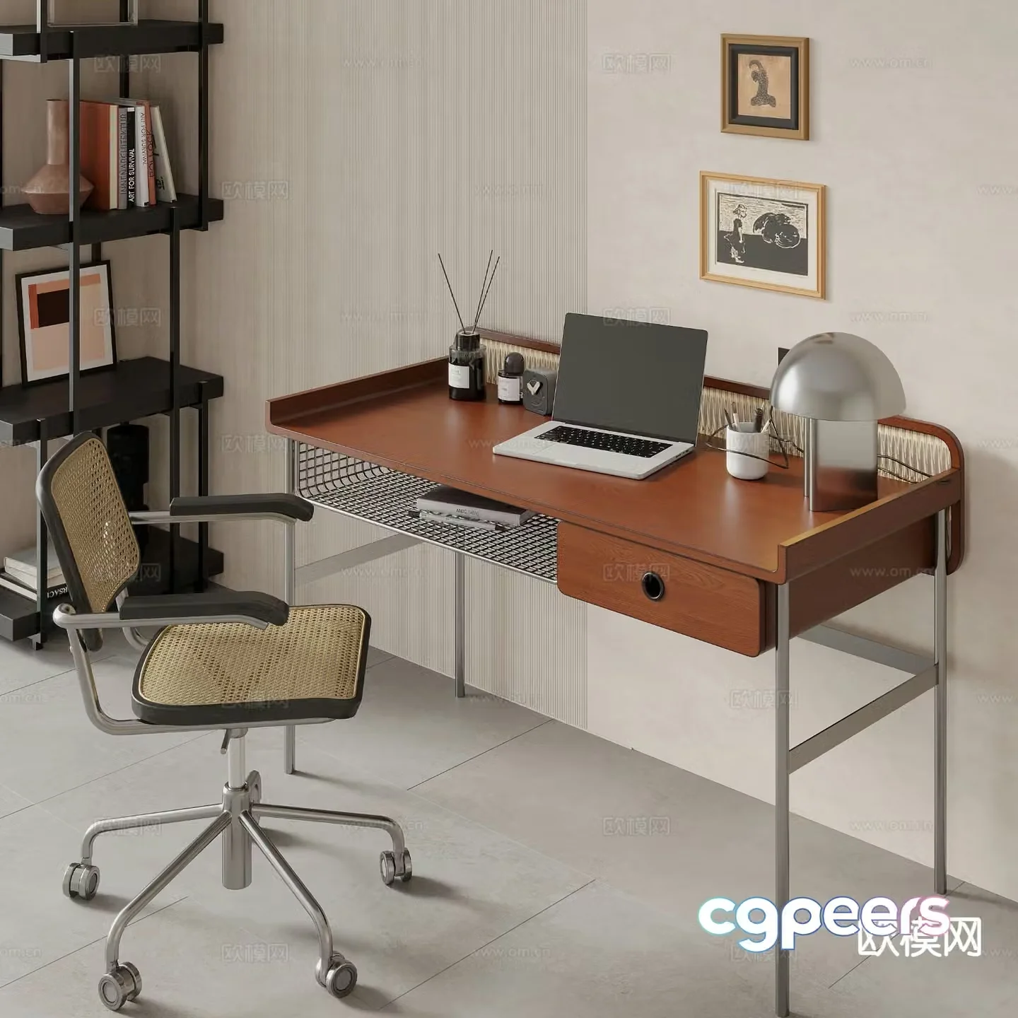 Medieval style writing desk computer desk 3d model