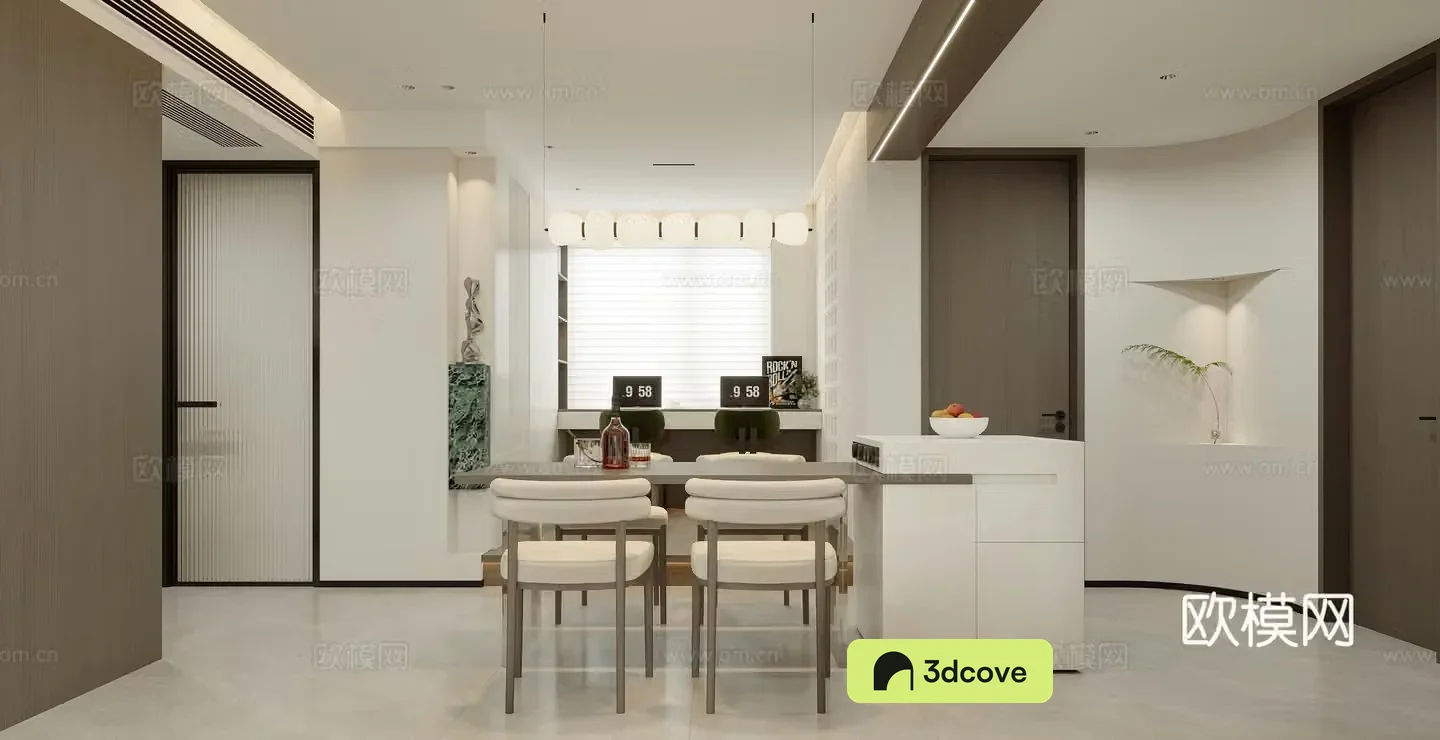 Modern minimalist living restaurant