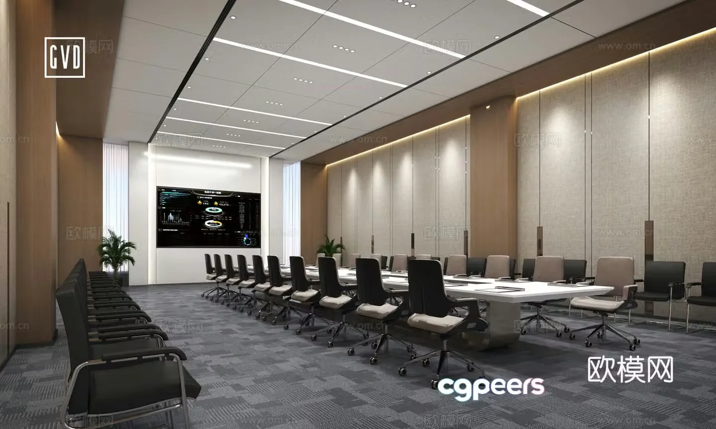 Modern conference room Warm color conference room Large conference room Multi-person conference room Multifunctional conference room 3D model