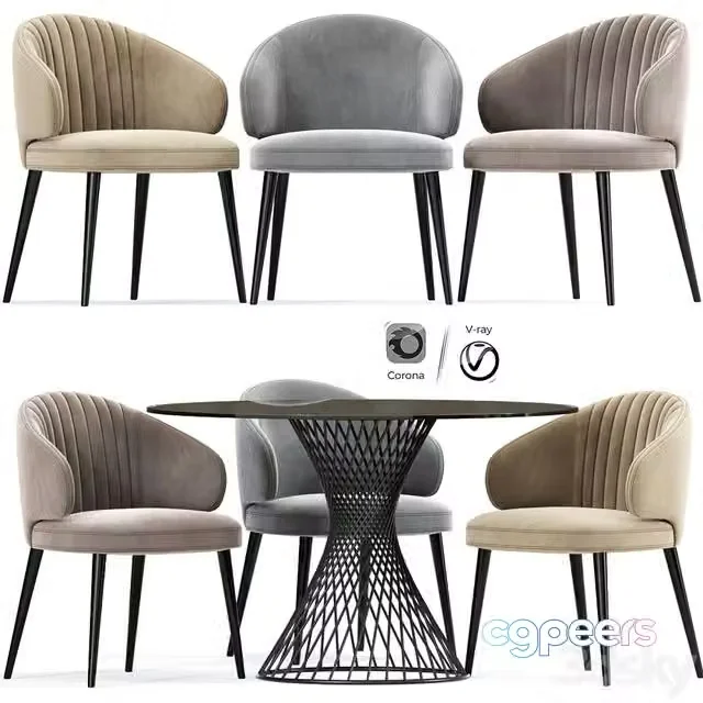 3ds Max Free – Strip Modrest Carlton Dining Chair Table