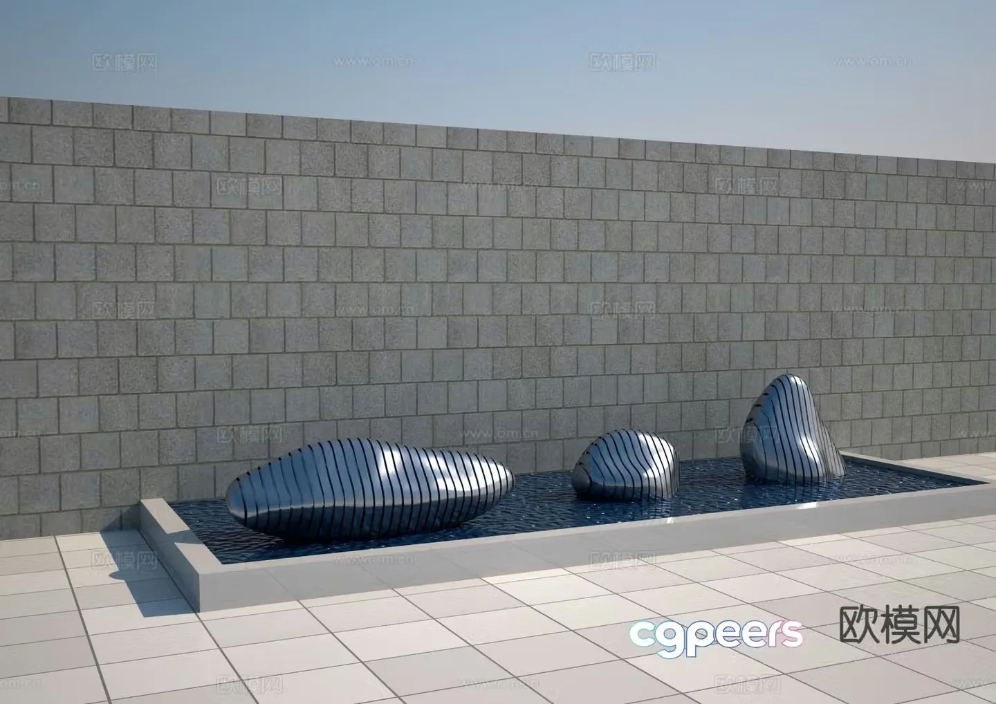 Stainless steel plastic stone sculpture 3d model