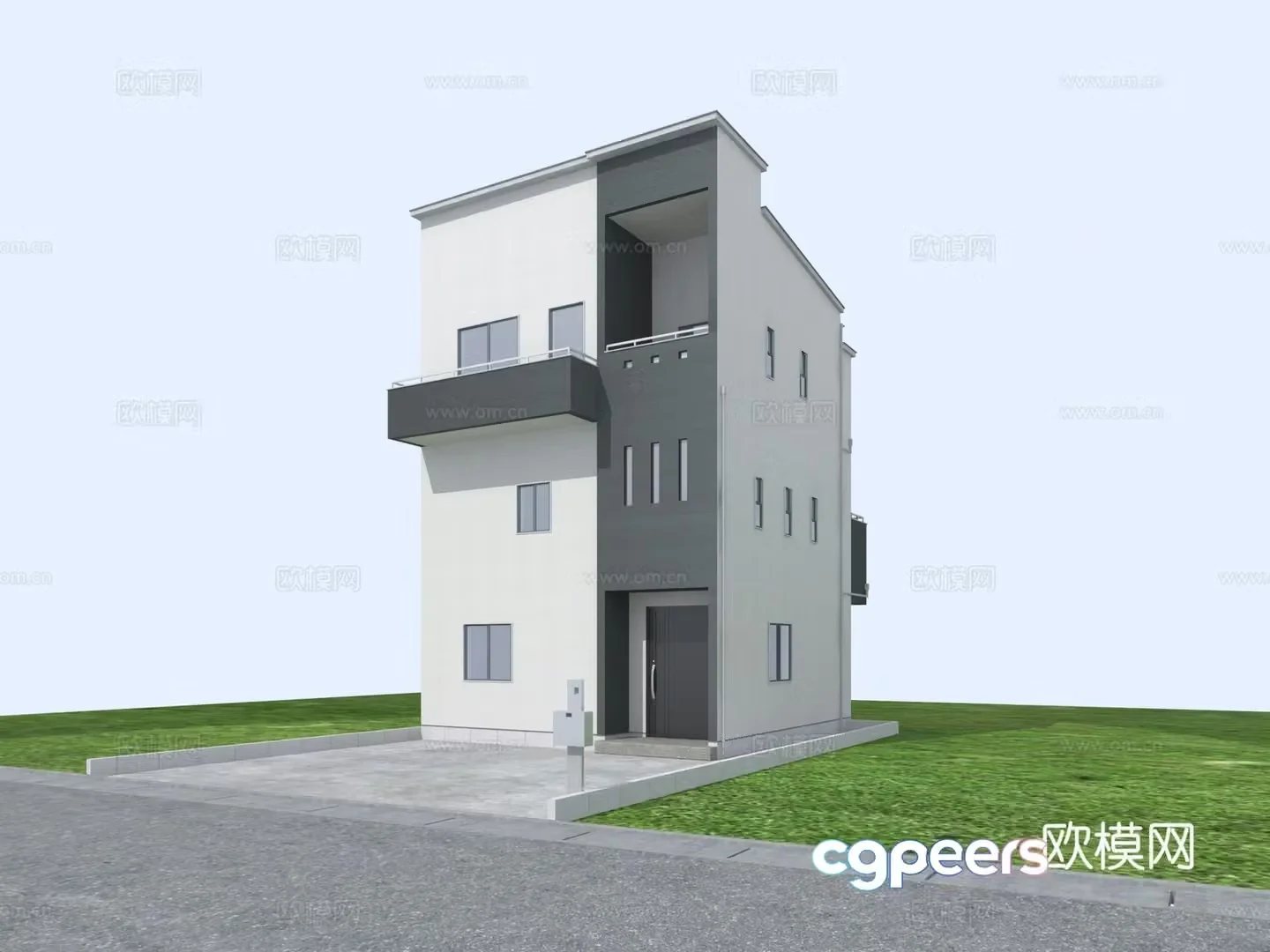 Modern villa exterior residential building 3d model