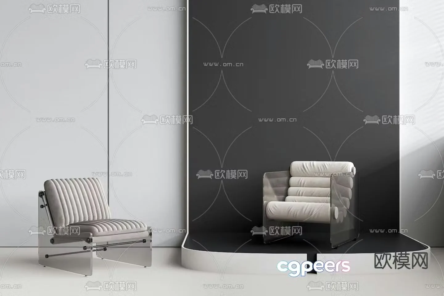 Fabric chair acrylic leisure chair 3d model