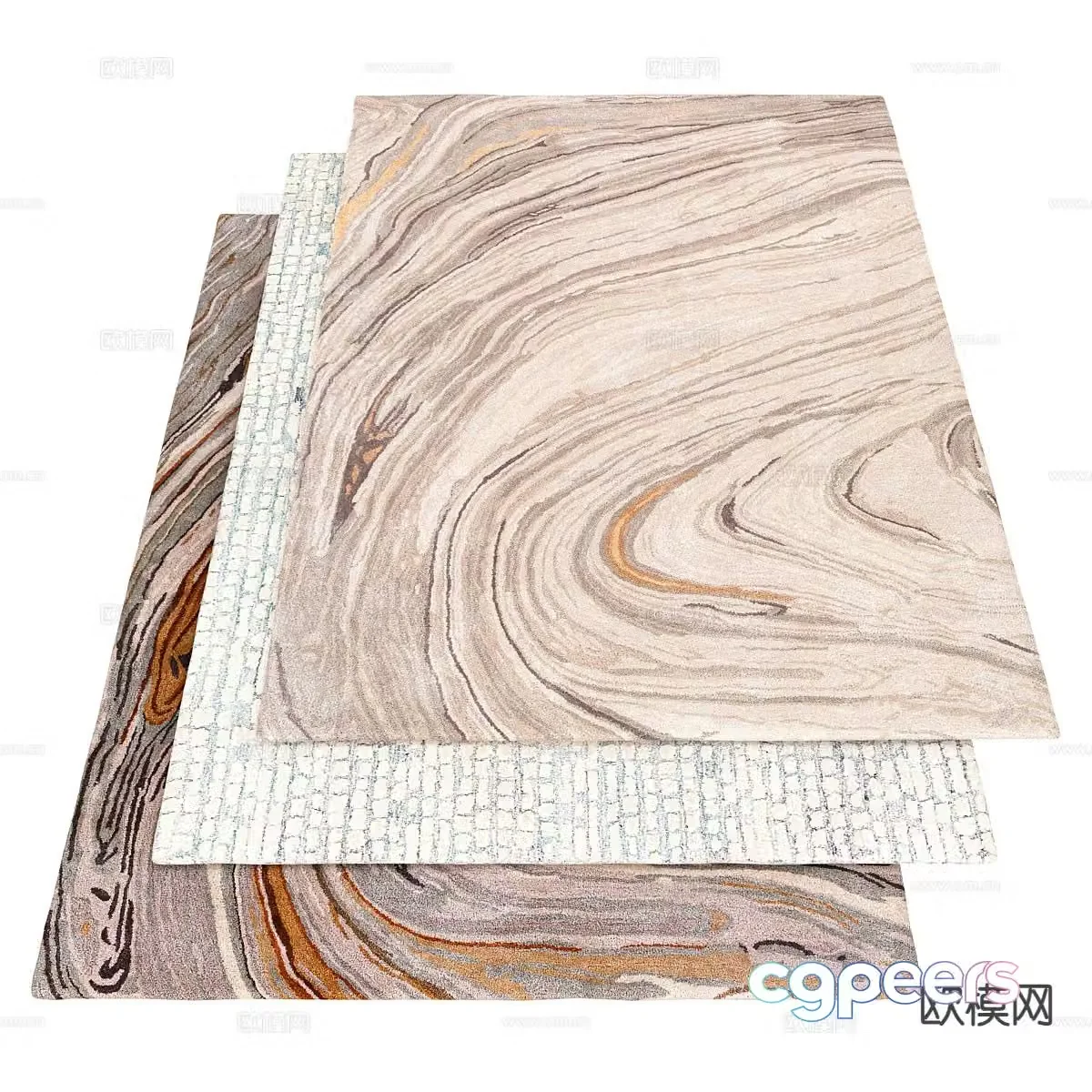 abstract carpet square rug 3d model