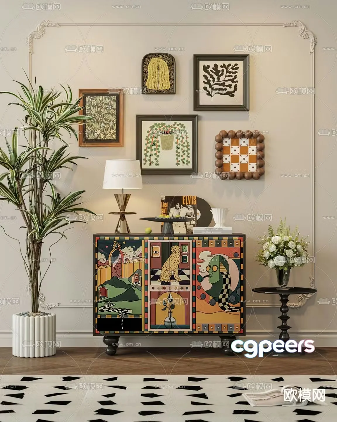Memphis end view cabinet entrance cabinet side cabinet 3D model
