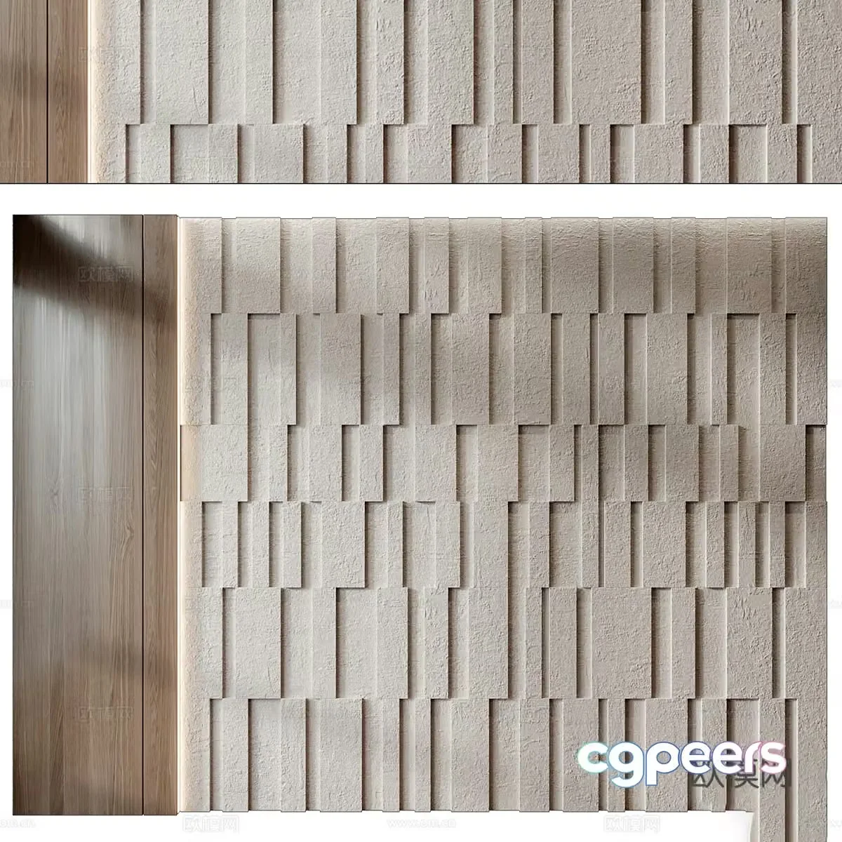 New Chinese style light luxury background wall 3D model