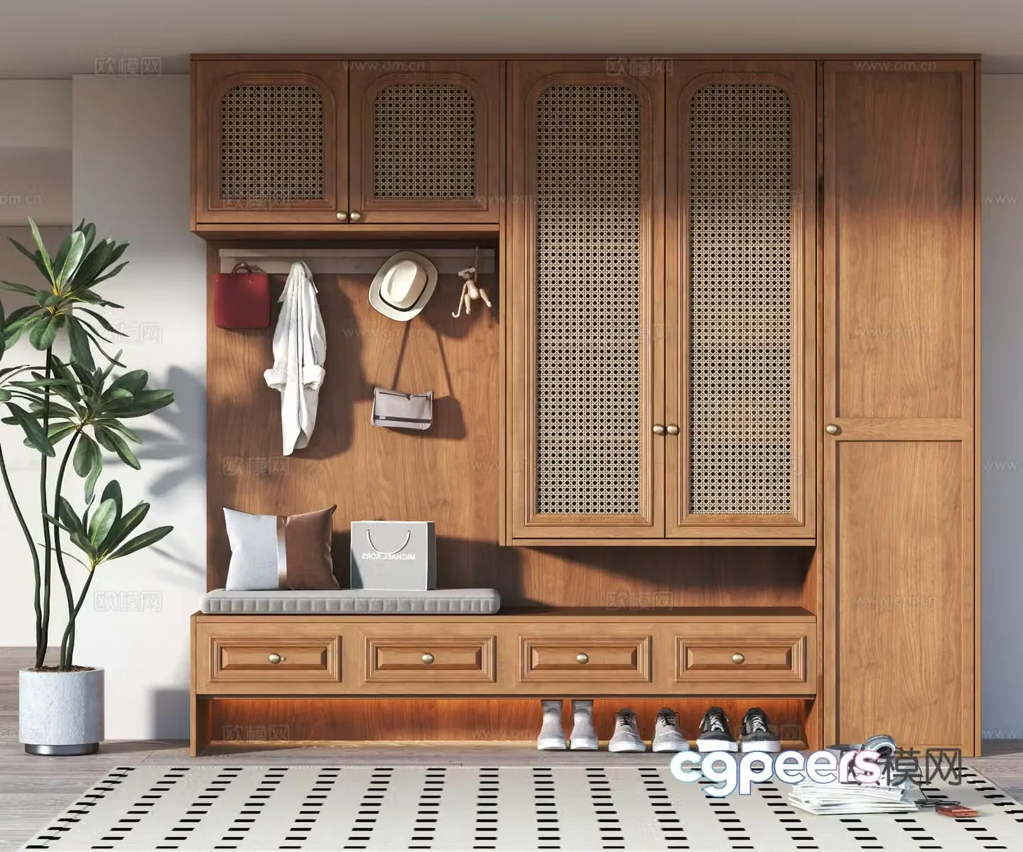 Middle-aged shoe cabinet 3D model