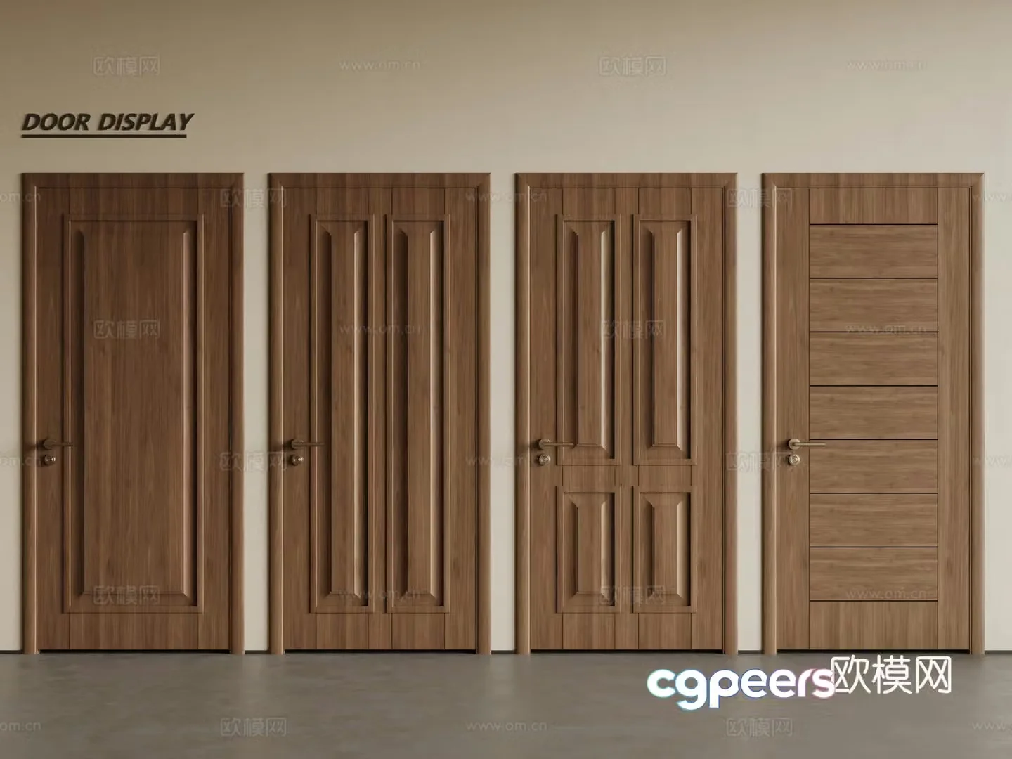 European single-opening door wooden door swing door single-opening door combination 3D model