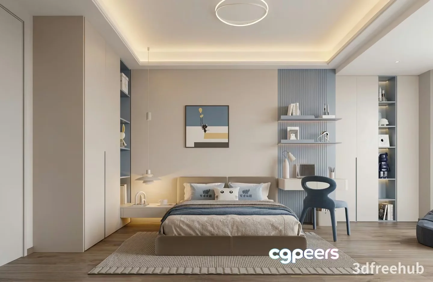 Modern Minimalist Bedroom 3D Model – 21284 – VRAY Render