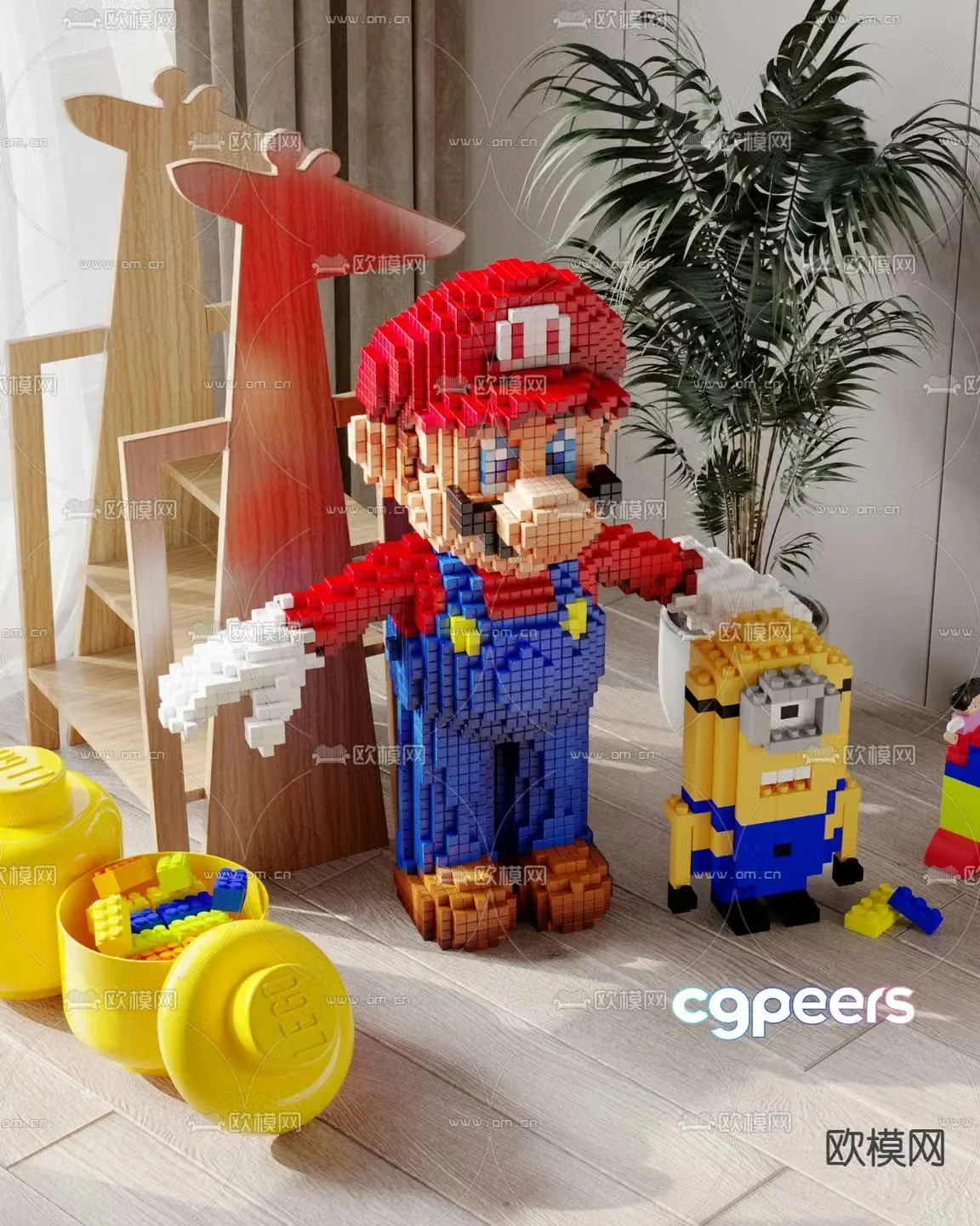 Modern minions building block toy 3d model