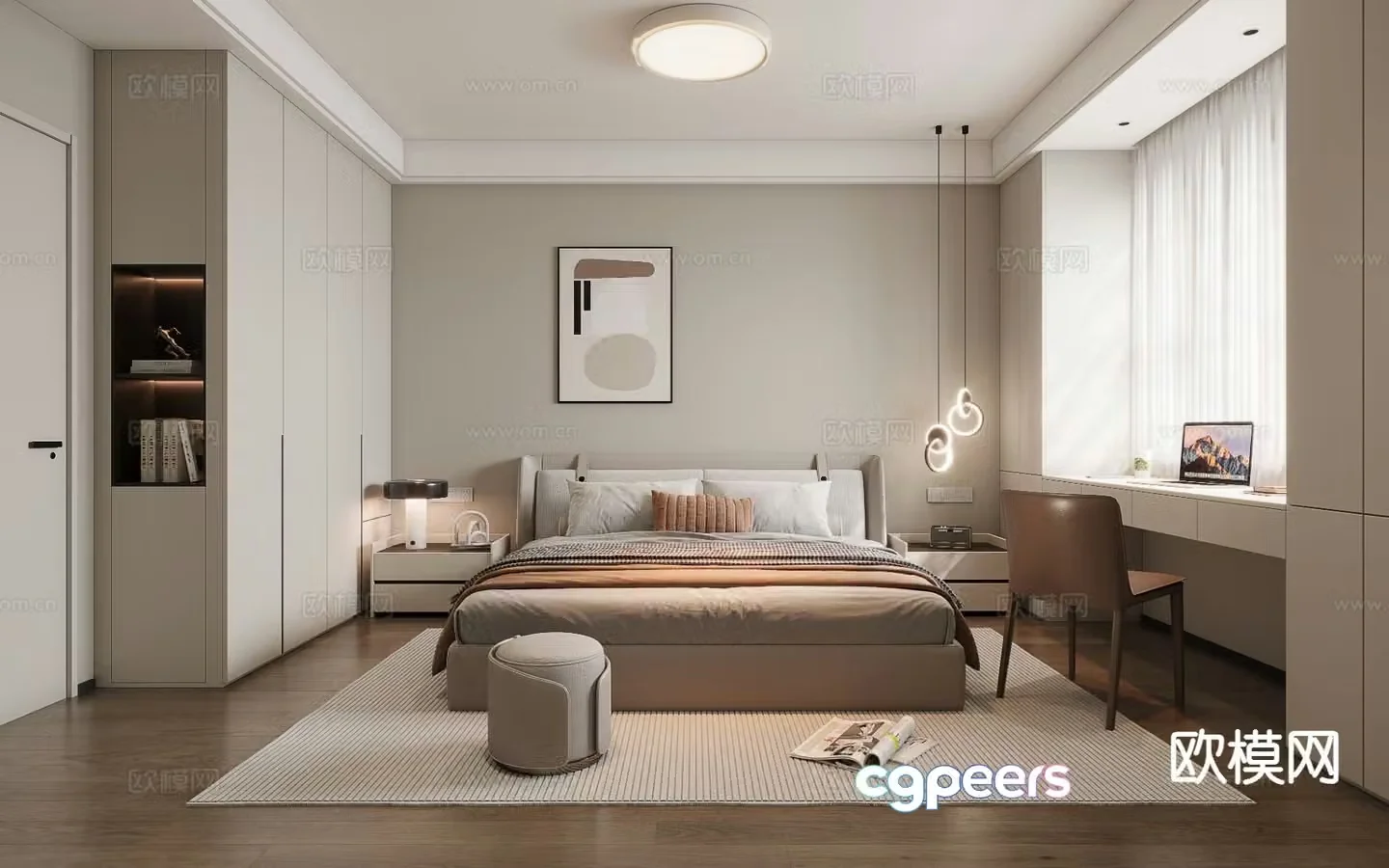 Modern bedroom master bedroom 3d model