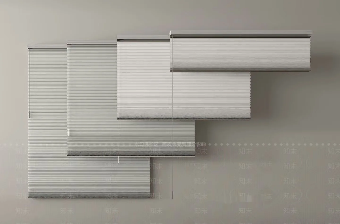 The Main Subject Is White Blinds Which Are Made Of A Light-Colored Material 3D Model – 8380 – VRAY Render