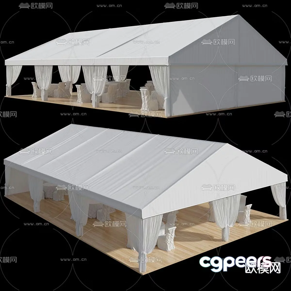 Restaurant dining table and chair Banquet table pergola 3d model