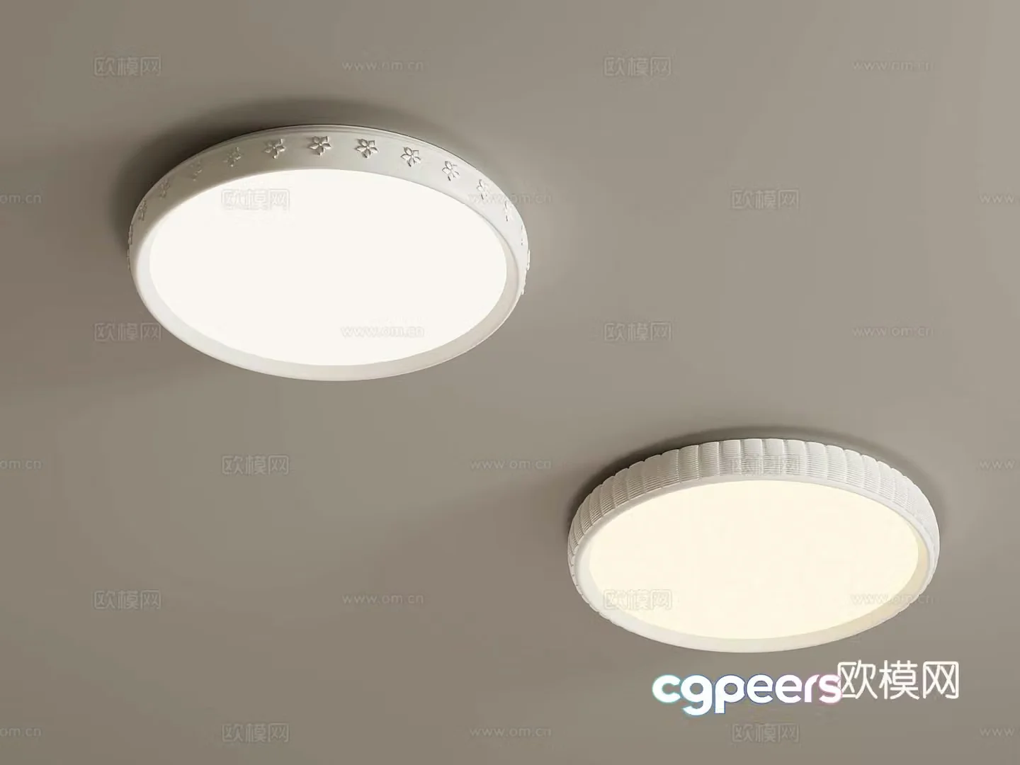 Modern Cream Ceiling Light 3D Model