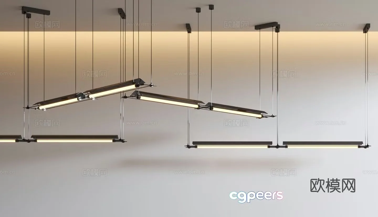 Modern long chandelier restaurant chandelier bar chandelier 3d model