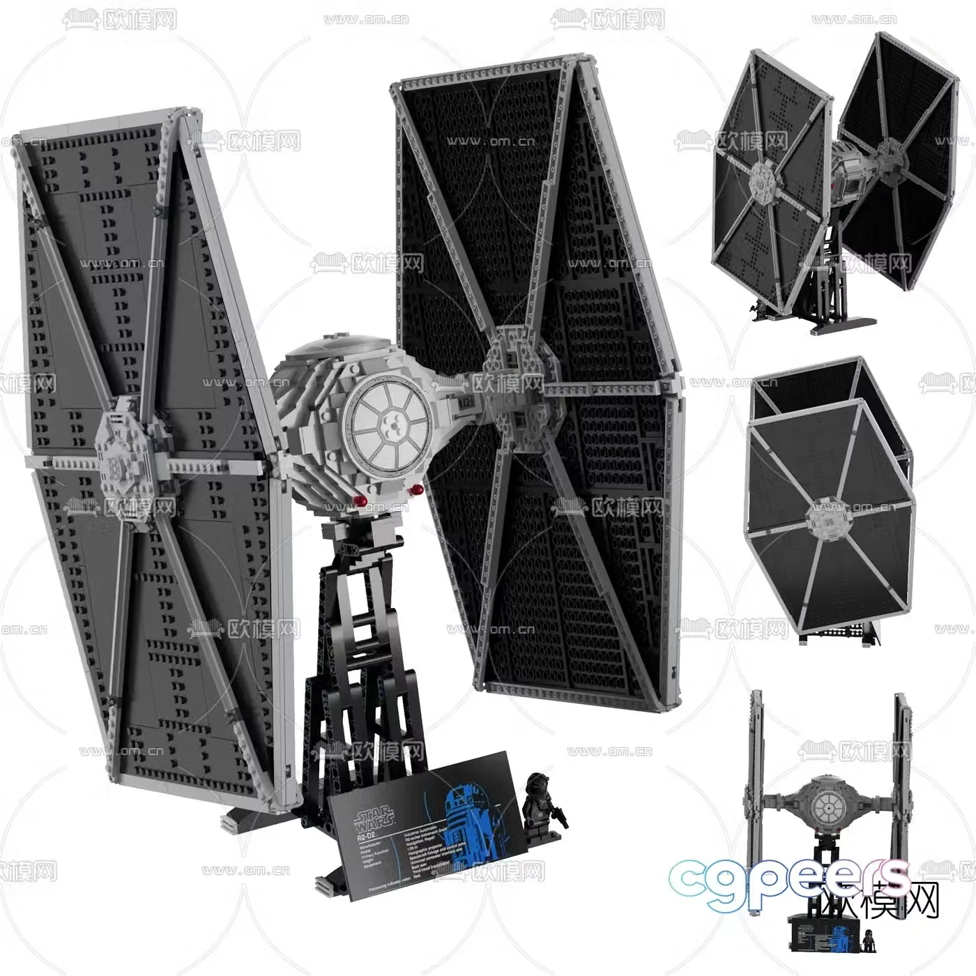 Modern building block star wars titanium fighter toy 3d model