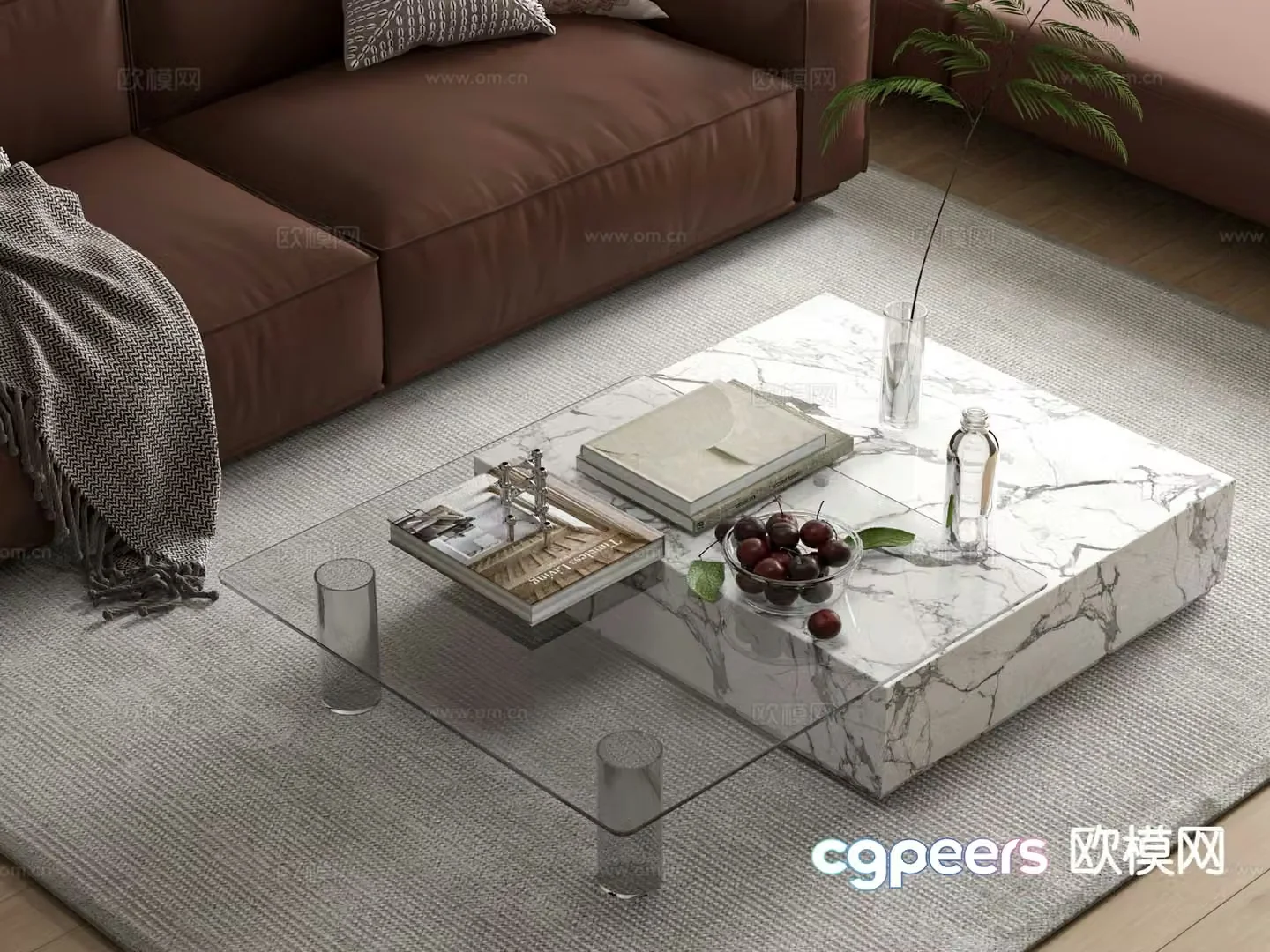 Modern coffee table square coffee table 3d model
