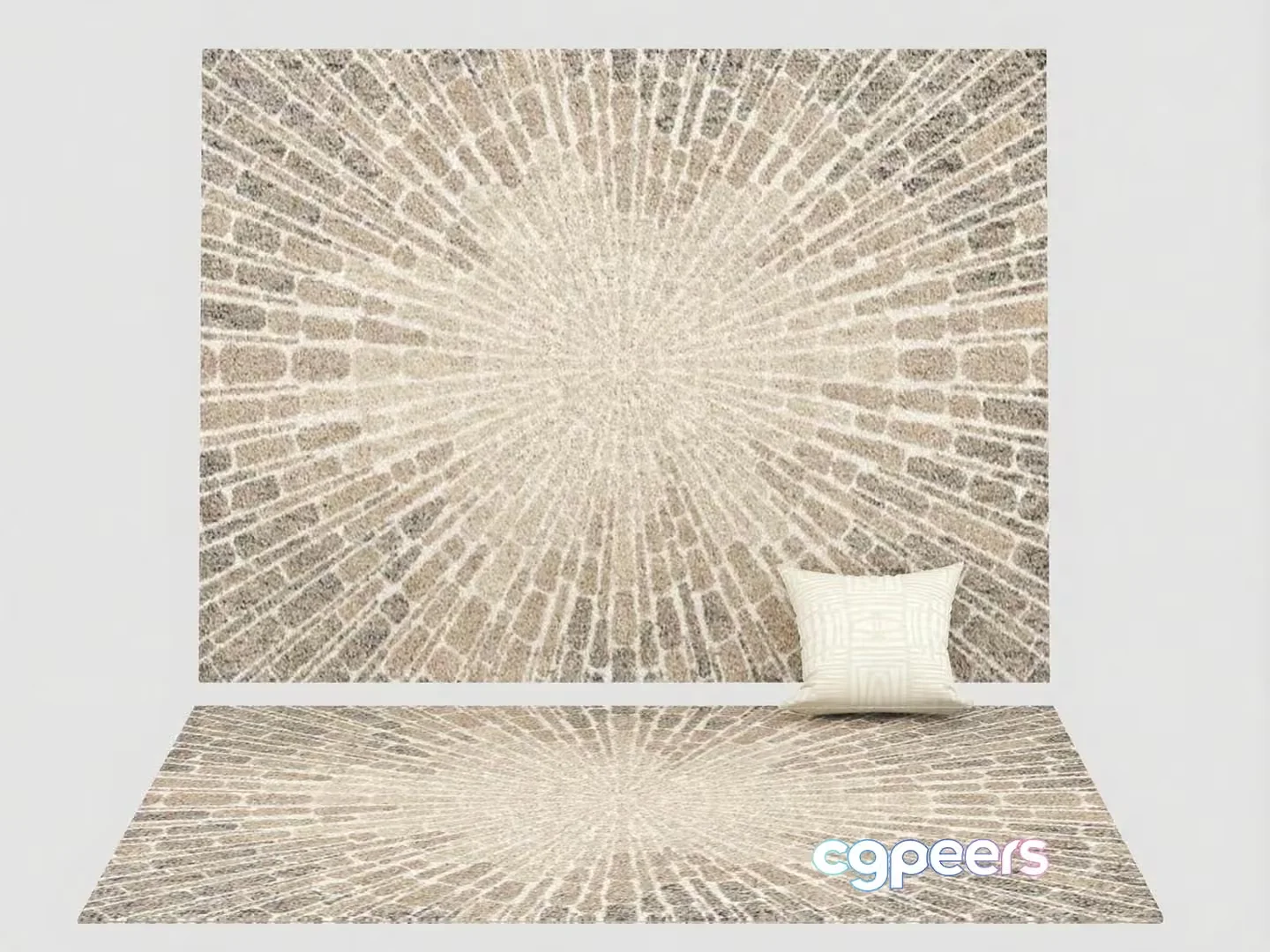 A Beige Brick Wall With A White Pillow On It 3D Model – 20048 – VRAY Render