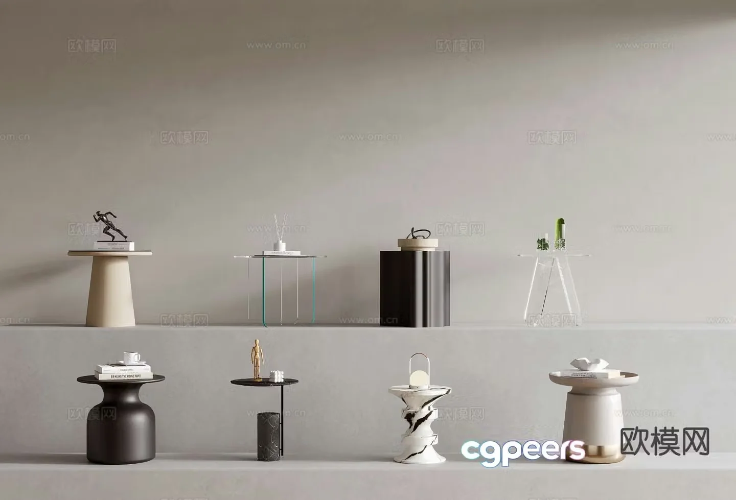 Modern side table corner table round table 3D model