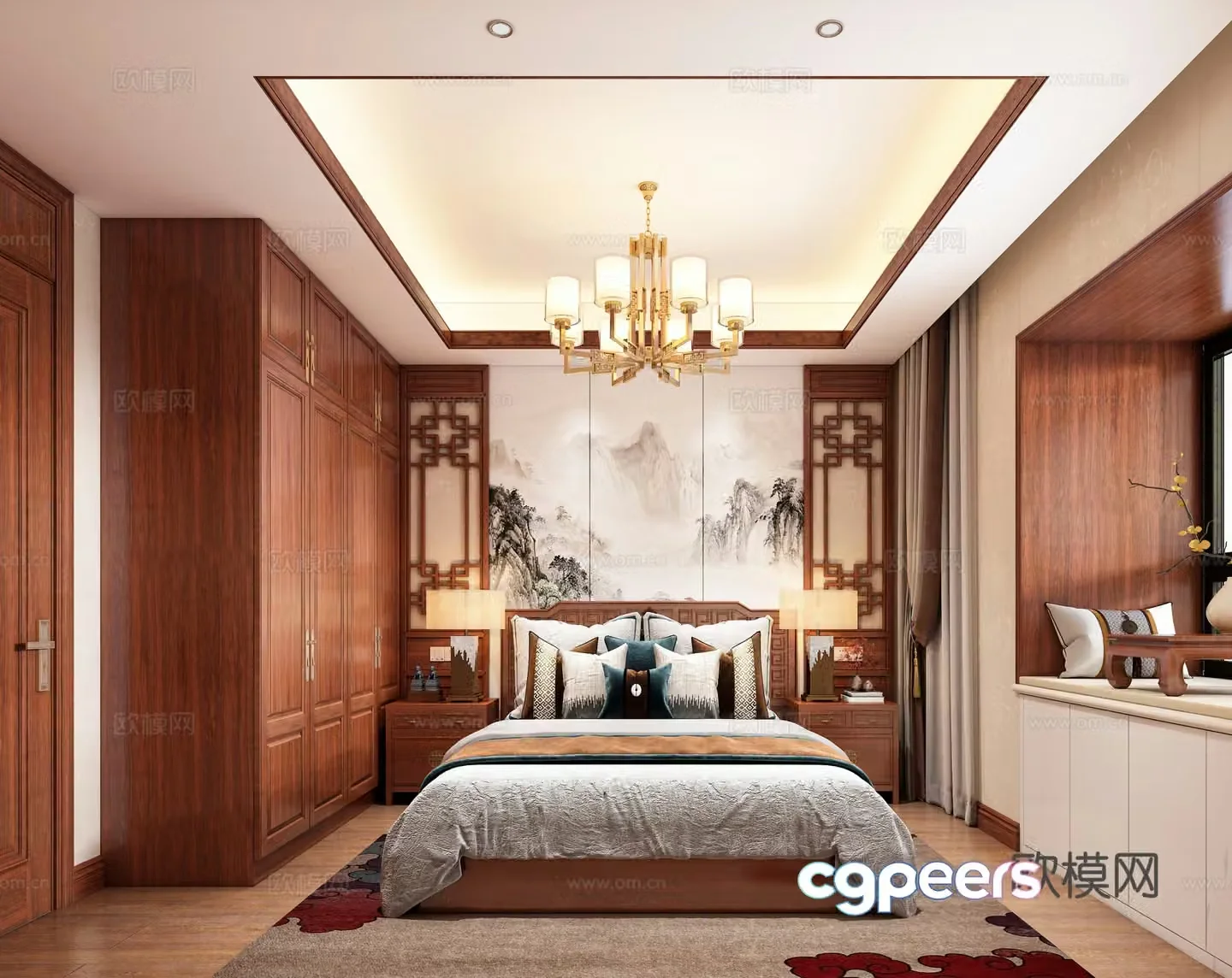 New Chinese bedroom 3D model