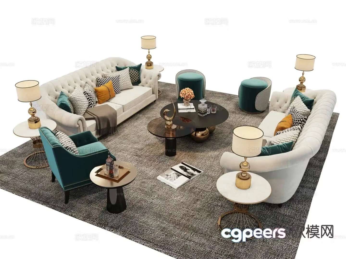 American modular sofa 3d model