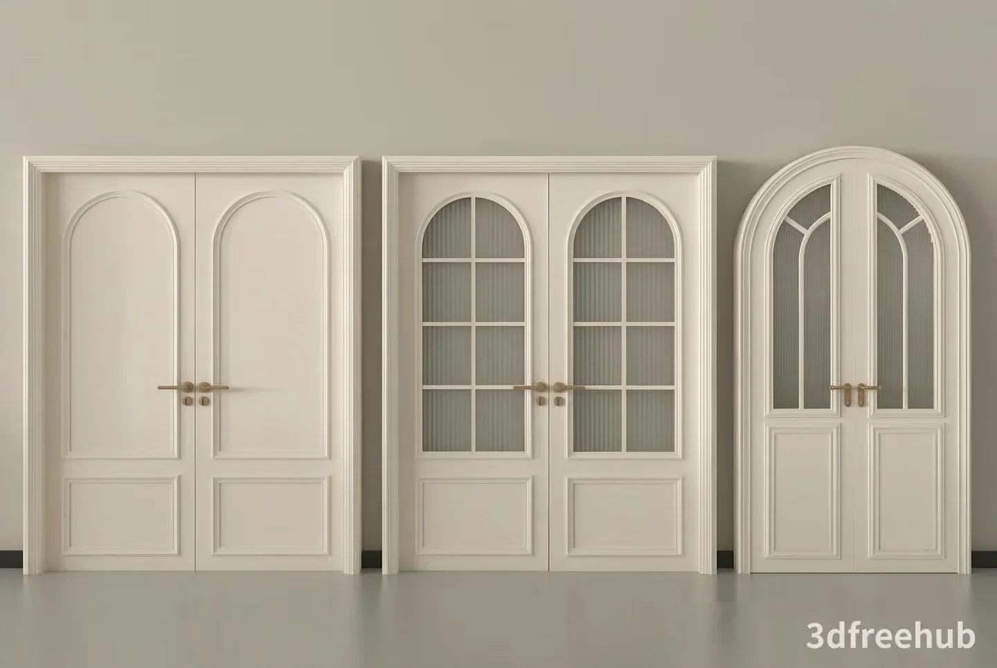 Three White Doors 3D Model – 22817 – VRAY Render