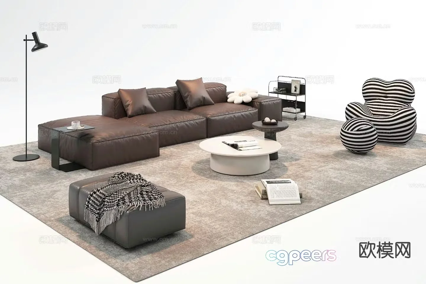 Italian style modular sofa upholstered sofa 3d model