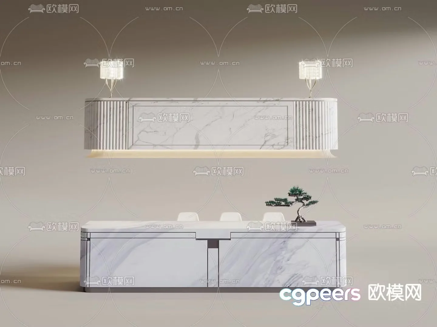 New Chinese style front desk reception desk service desk 3d model