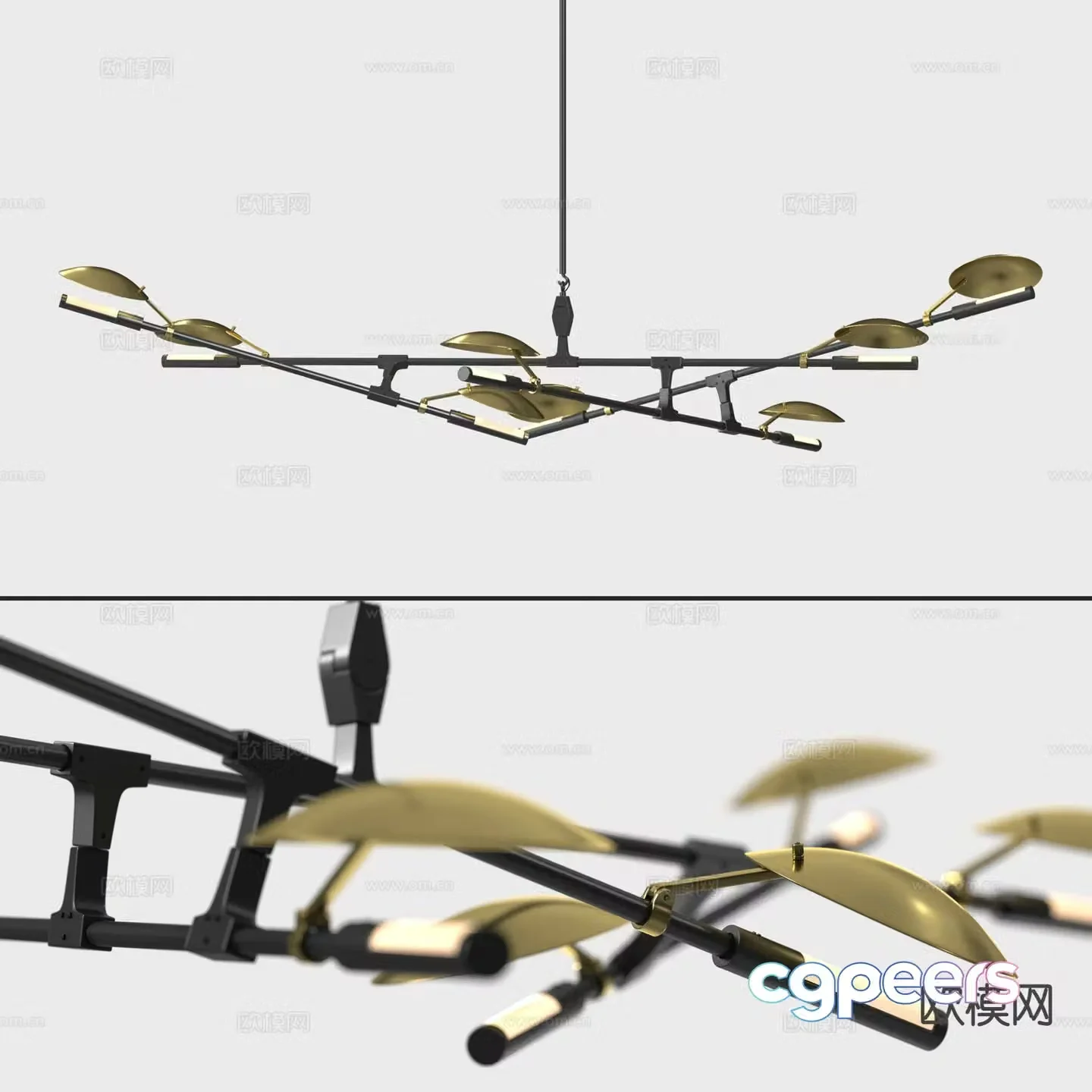 Modern multi-head chandelier indoor chandelier 3d model